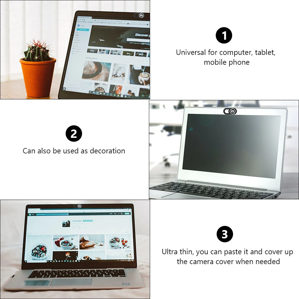 

3pcs Webcam Cover Slide Protection Privacy Anti-Peeping For Laptop Tablet Pc Ultra-Thin Durable Slider Video