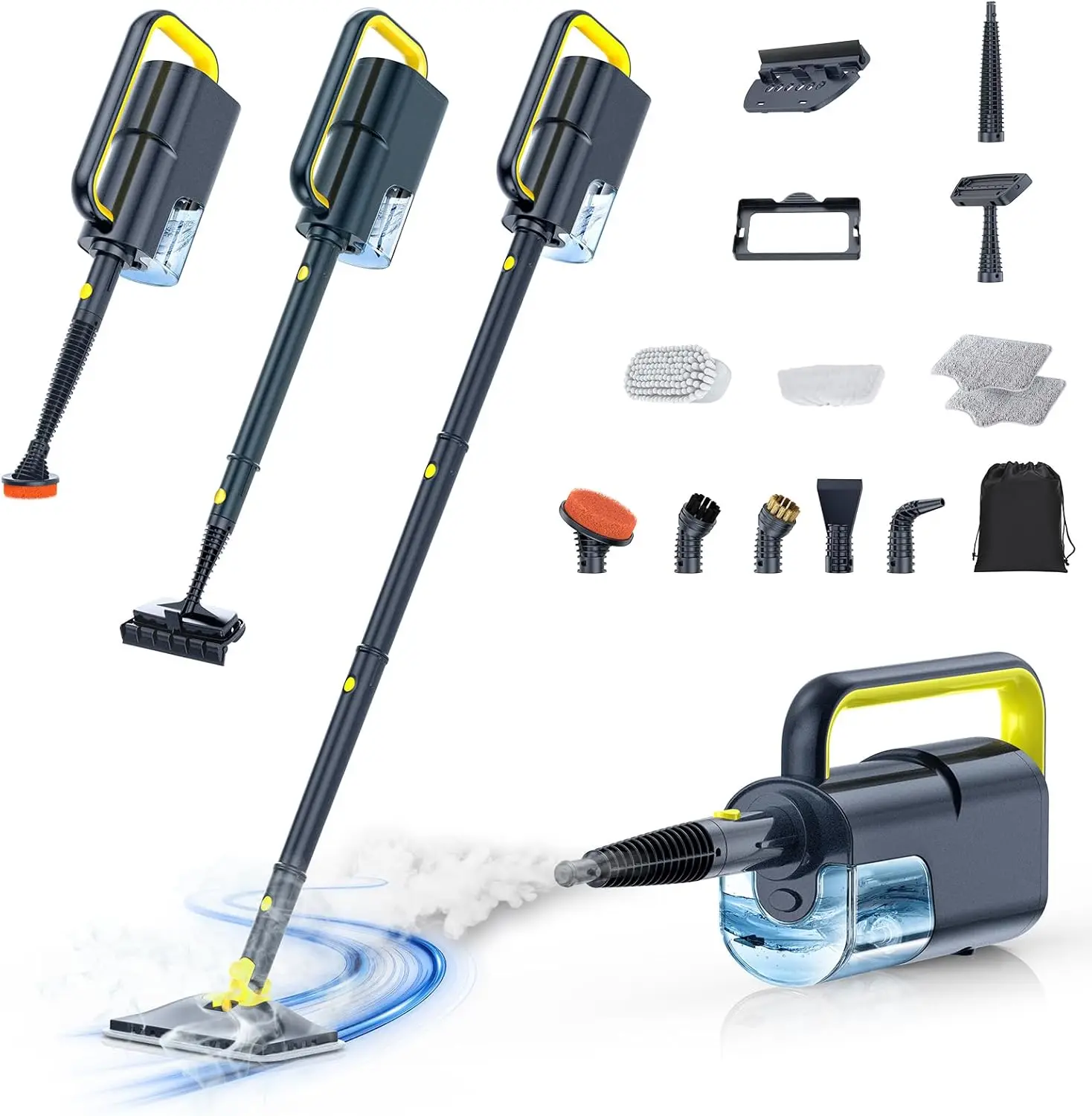 

10-in-1 Steam Mop with Detachable Handheld, 350ml Tank, 10s Heat-Up, 248°F, 2-Level Control, Swivel Head for Floors, Carpets, Tiles, BBQ Grill