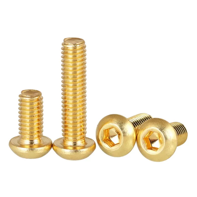 10pcs Grade 12.9 Half Round Head Plating Titanium Gold Hex Screw M2 M2.5 M3 M4 M5 Iso7380 Hex Socket Screw Length 5-30mm