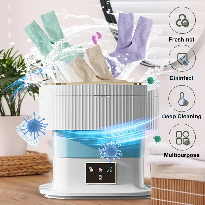 11.5L Mini Foldable Washing Machine With Spin Dryer Portable Household Travel Washer For Baby Wear Socks Underwear view 3