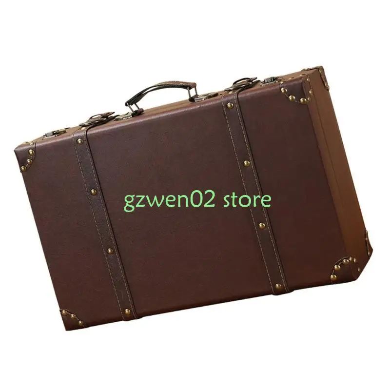 

QXNB Leather and Chest for Photography Props Vintage Suitcase Travel Accessory