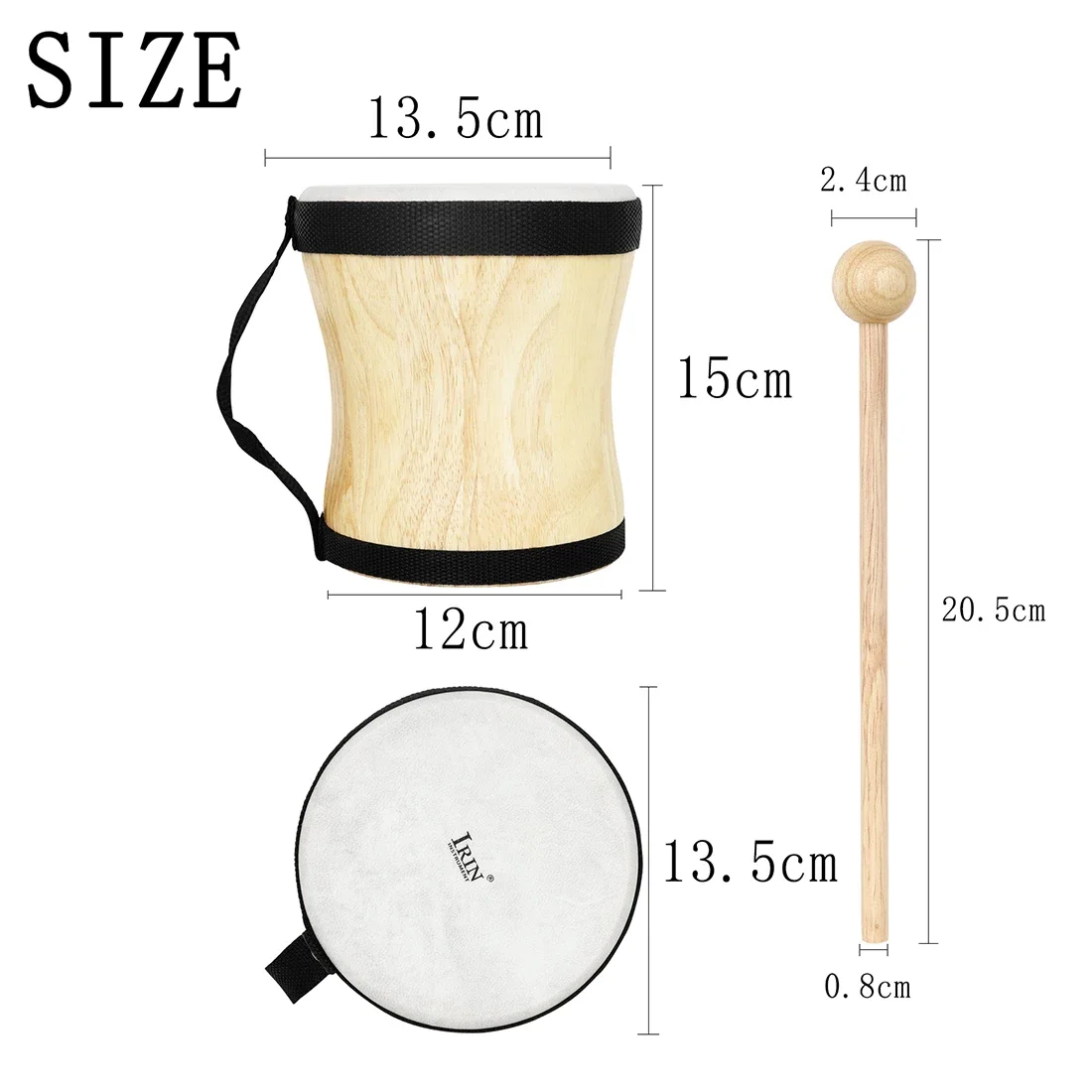 Indian Drum with Drumsticks Professional Wooden Sheepskin Drums Musical Instrument Gifts Hand Drums