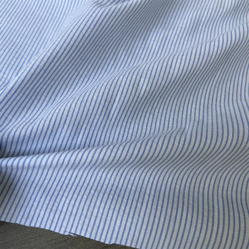 Blue and White Striped Refreshing Cotton and Linen Spring and Summer Shirt Dress Fabric