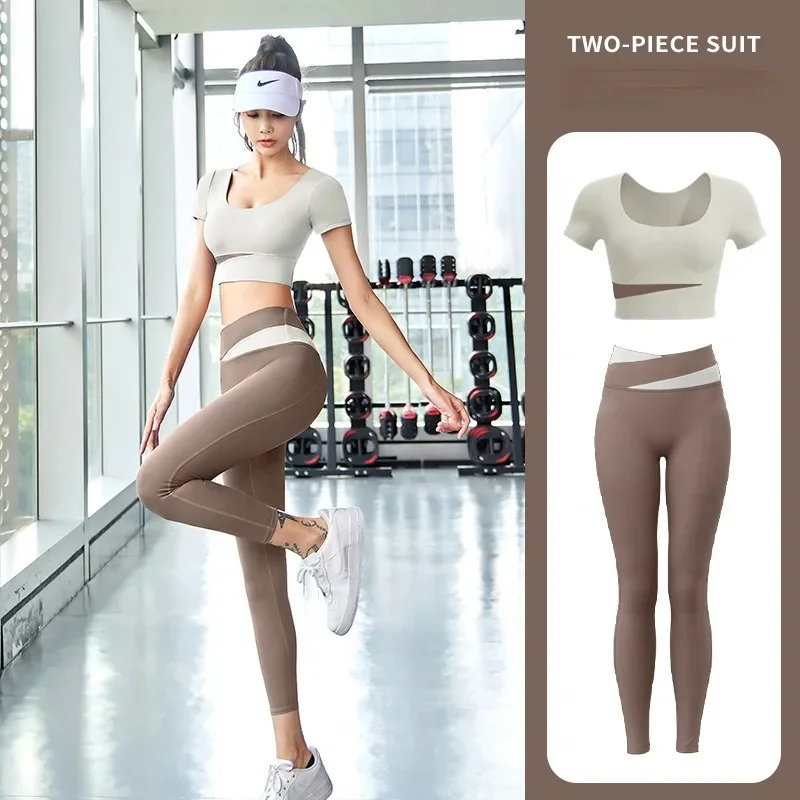 Yoga Set with Built-in Padded Crop Top and High Waist Leggings for Women, Shark Outfits, Gym Leggings