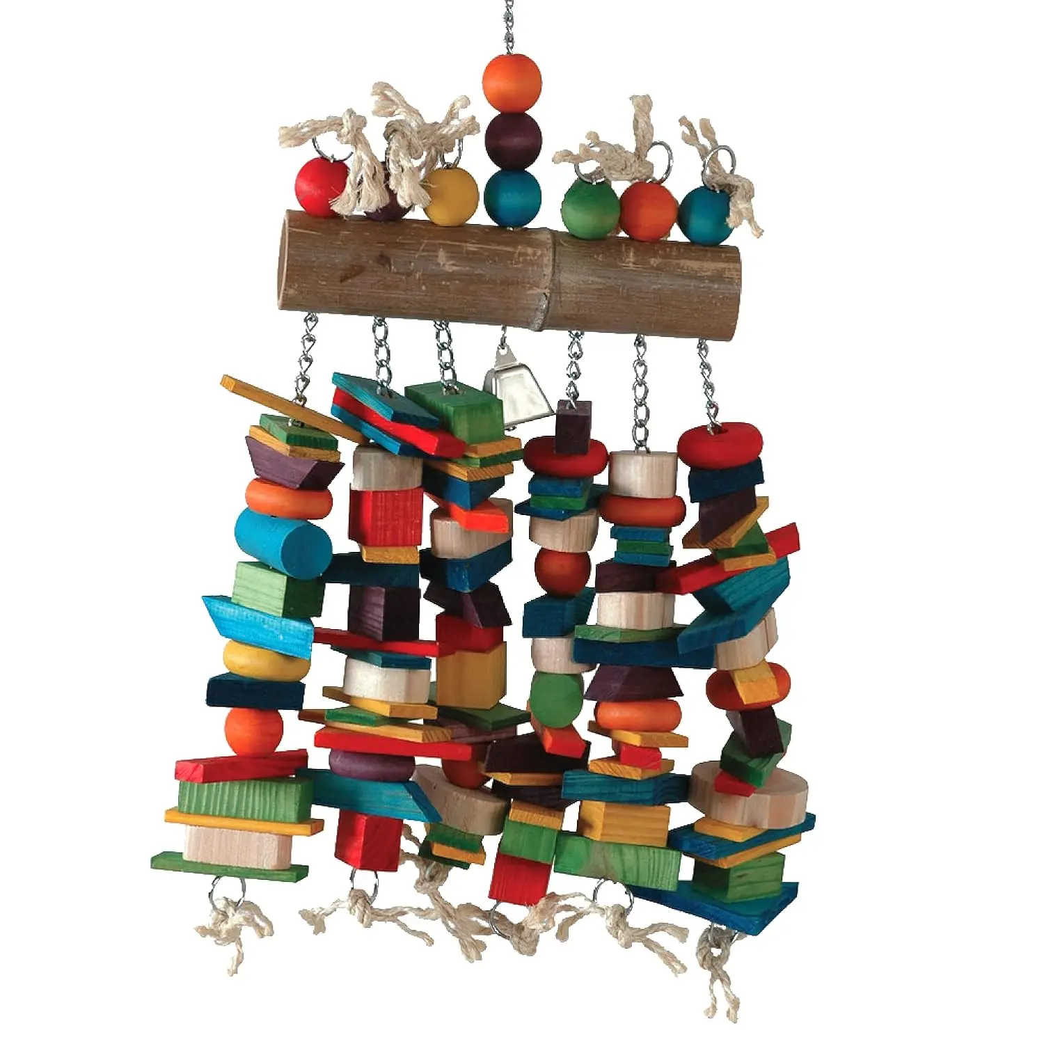 | Extra Large Hanging Bamboo Log Bird Cage Toy with Bell | Bird Toy for Extra Large Birds (Giant)