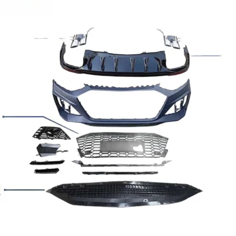 

Suitable for 20-24 Audi A4 upgrade modification to RS4 front bumper, grille, rear lip, and exhaust tips