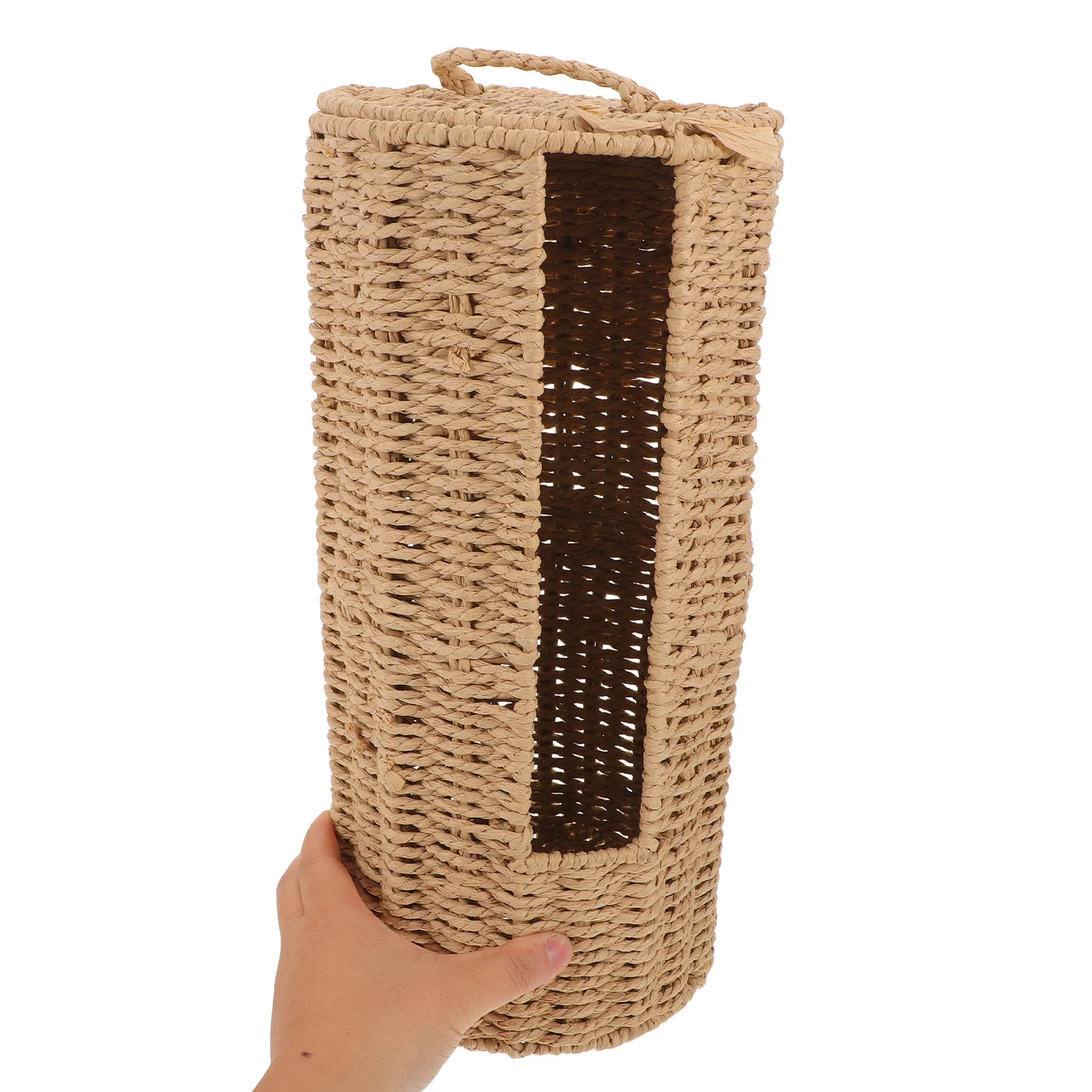 

Toilet Paper Basket Rattan Woven Covered Tissue Organizer Minimalist Rustic Bathroom Storage Laundry Countertop Boho Decorative