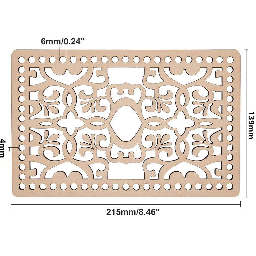 2 pezzi naturali Base in legno Shaper grande rettangolo sacchetto inferiore sacchetti inferiori in legno per cesto fai da te tessitura forniture mestiere