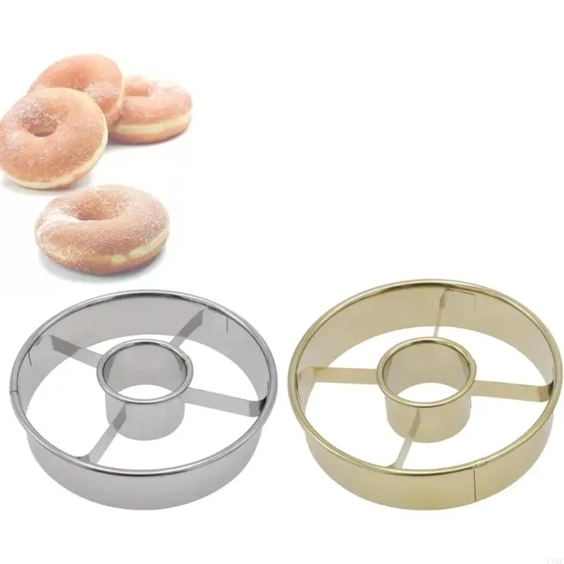 F92F Set of 2 Professional Dessert Cutters Stainless Steel Texture Dessert Cutting Moulds for Baking Frying Uniform Cookie