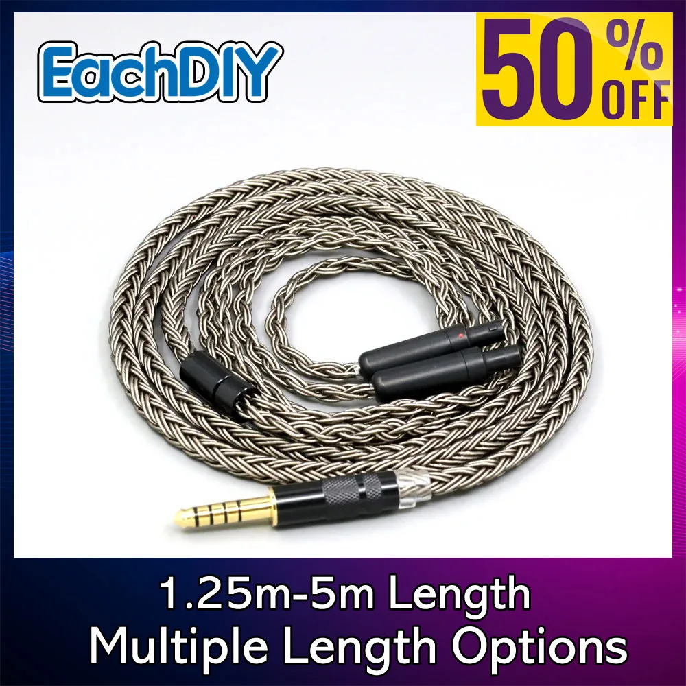 

16 Core plated Silver Grey Earphone Cable For Sennheiser HD800 HD800s HD820s HD820 Dharma D1000 Headphone 8843
