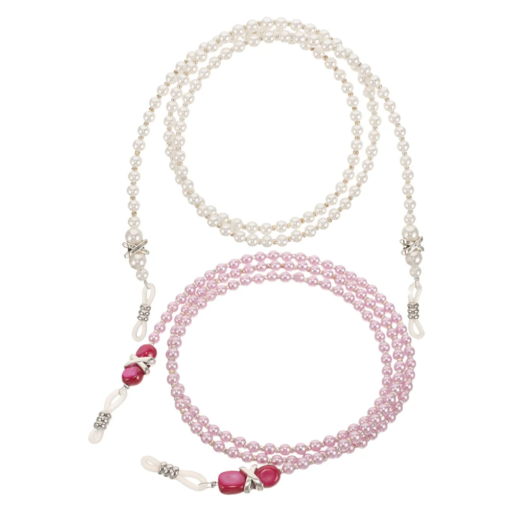 

2Pcs Pearl Eyewear Chain for Women Girls Beaded Glasses Lanyard Stylish Lightweight Travel Daily Wear Elegant Personality Touch