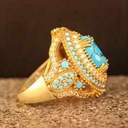 European and N Fashion Palace Inlay Ring, Cross-Border Wish Burst Ring Bohemian Retro Ring