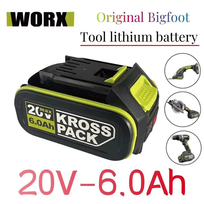 Replace Worx original Bigfoot universal, 20V tool lithium battery, 6.0Ah large capacity battery WA3016