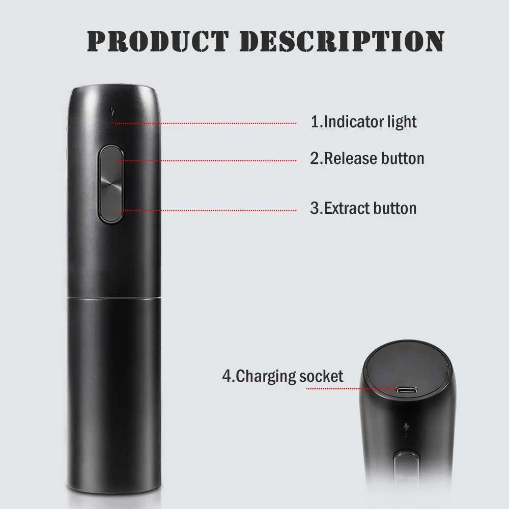 Electric Wine Bottle Opener Automatic Red Wine Corkscrew Rechargeable Wine Opener with Charging Base Wine Tools Kitchen Products