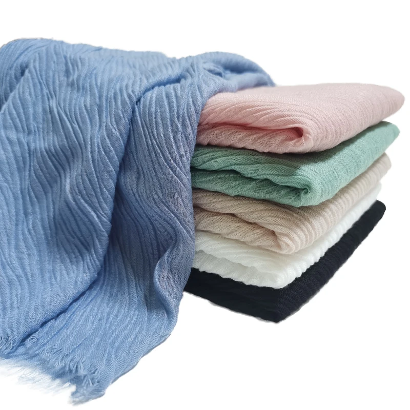 

Solid Color Pleated Fringe Scarf Women'S Fashionable Headscarf Elegant And Versatile Shawl