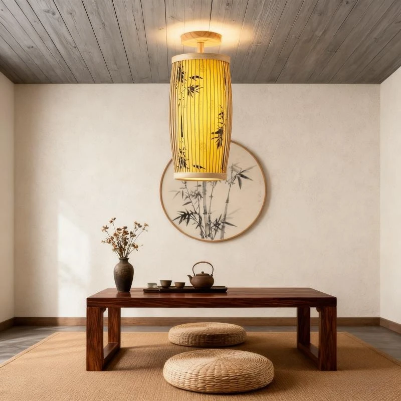 

Новые лампы в китайском стиле, китайский стиль, гостиничный коридор, потолочные светильники для спальни, гостиная, столовая, прихожая, дзен, бамбуковые потолочные светильники