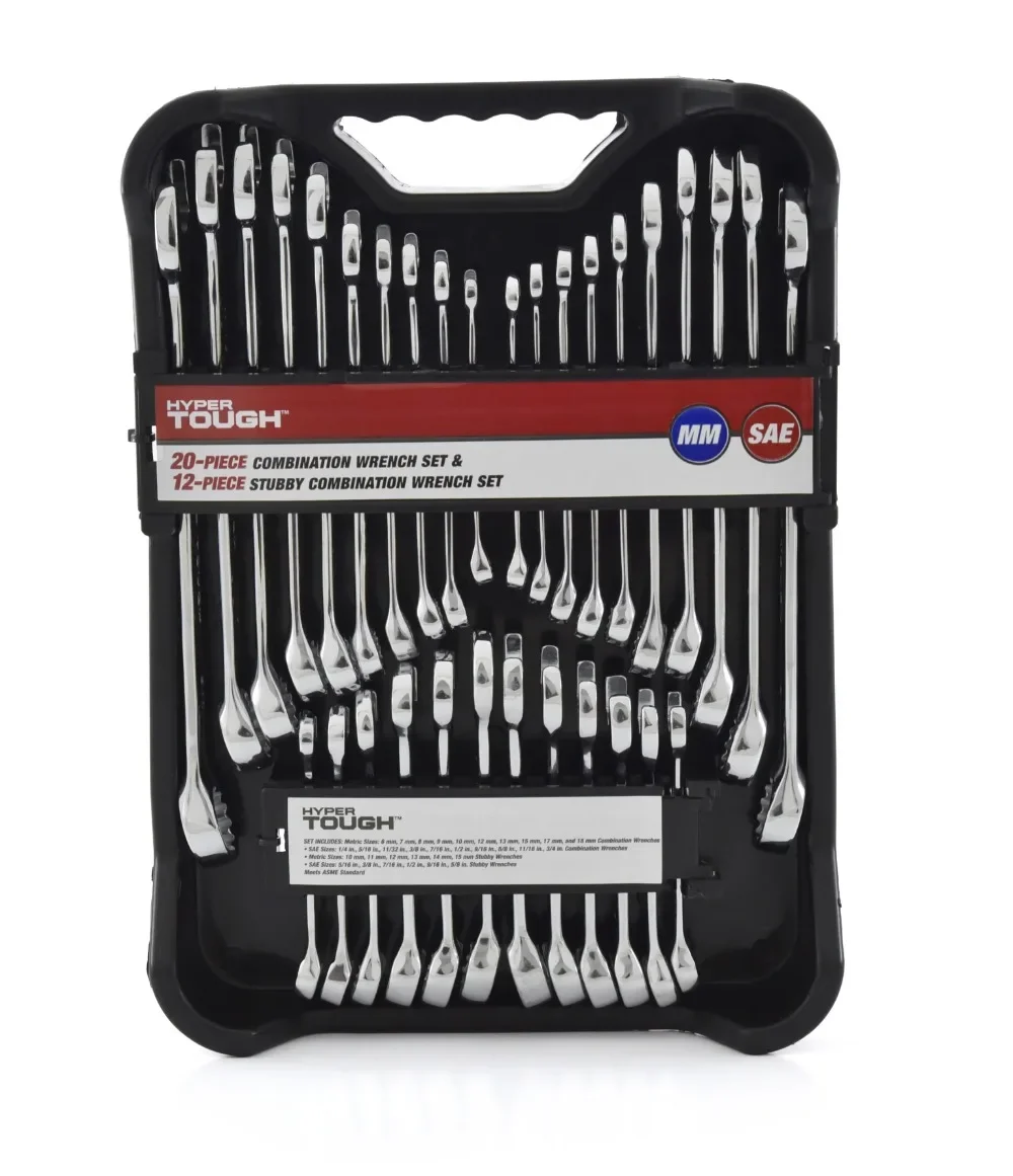 

2024 NEW 32-Piece Combination Wrench Set, Metric & SAE includes 20 standard and 12 stubby wrenches