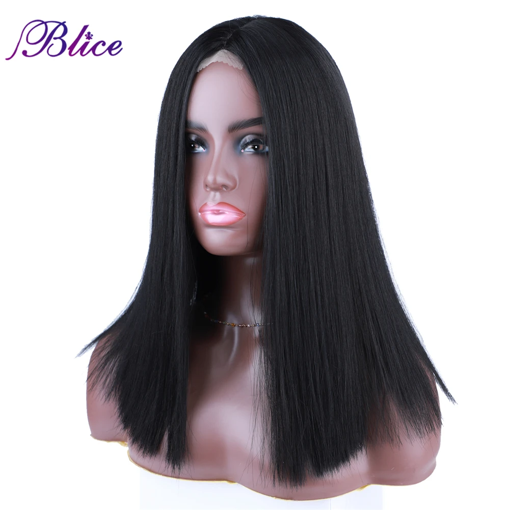 Blice Straight Women Wig Synthetic Medium length Hair Extensions Natural Top Hair Line With Elastic Net Inside Classical Style