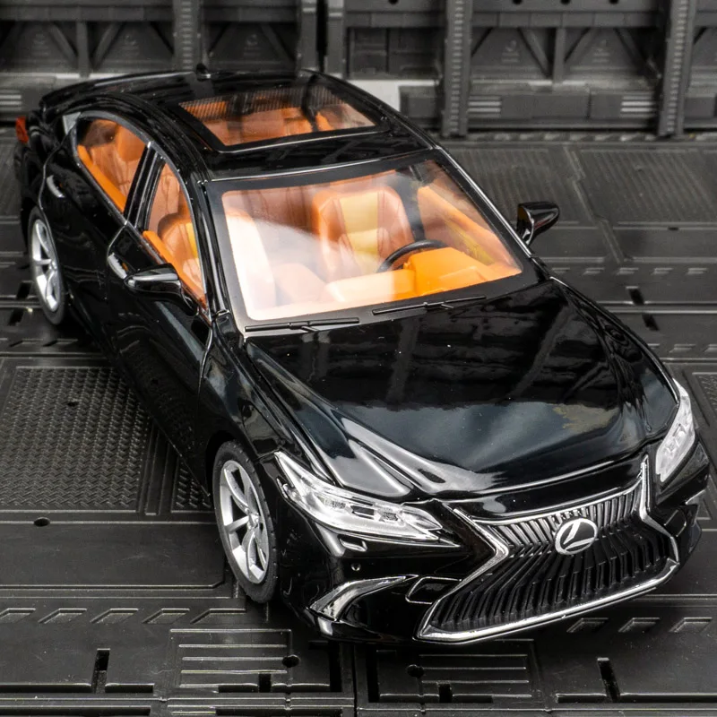 Puertas de modelo de coche de aleación Es300h 1:24 y capó de motor, el maletero se puede abrir, juguete para regalo con sonido y luz para niño