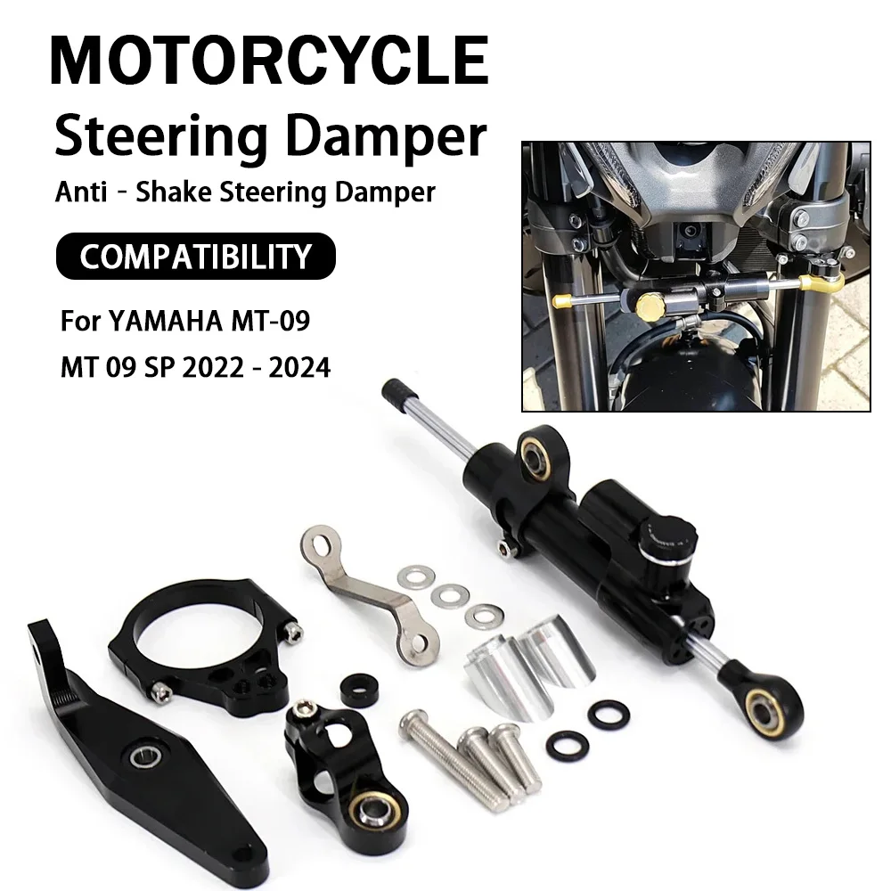 Motorcycle Handlebar Steering Damper Stabilizer Adjustable Mounting Bracket Kit For YAMAHA MT-09 MT09 MT 09 SP 2022 2023 2024