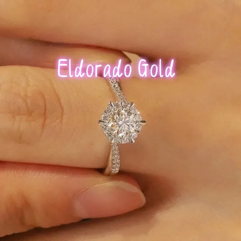 

Eldorado Gold Eldorado Gold Eldorado Eldorado Gorgeous Platinum Pt950 18k 1-carat Full Moissanite Diamond Women's Ring D-Color