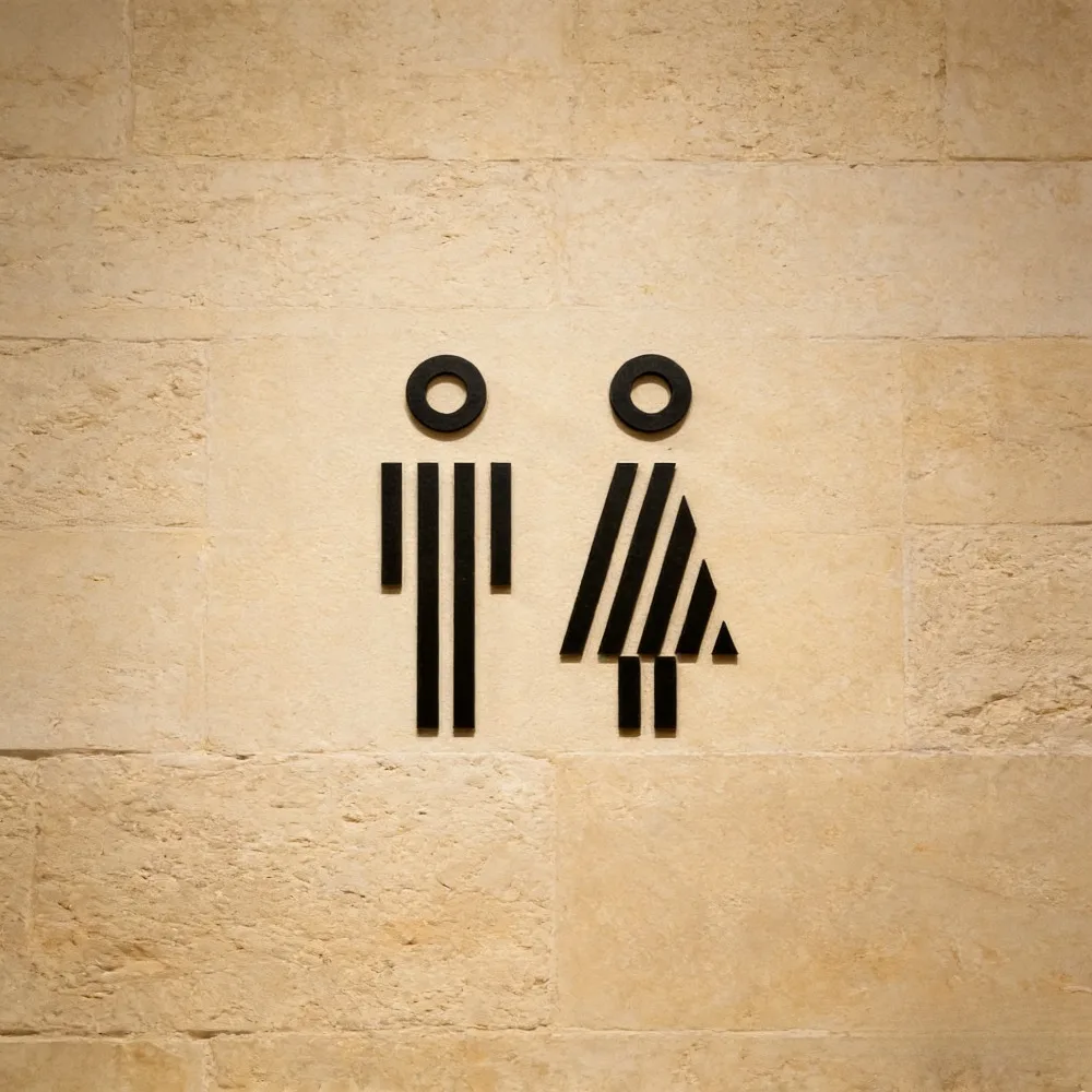 3D Acrylic Bathroom Sign Minimal Modern Self-Adhesive Door Plaque Sticker Decor for Salon Restaurant Hotel Home Shop Office