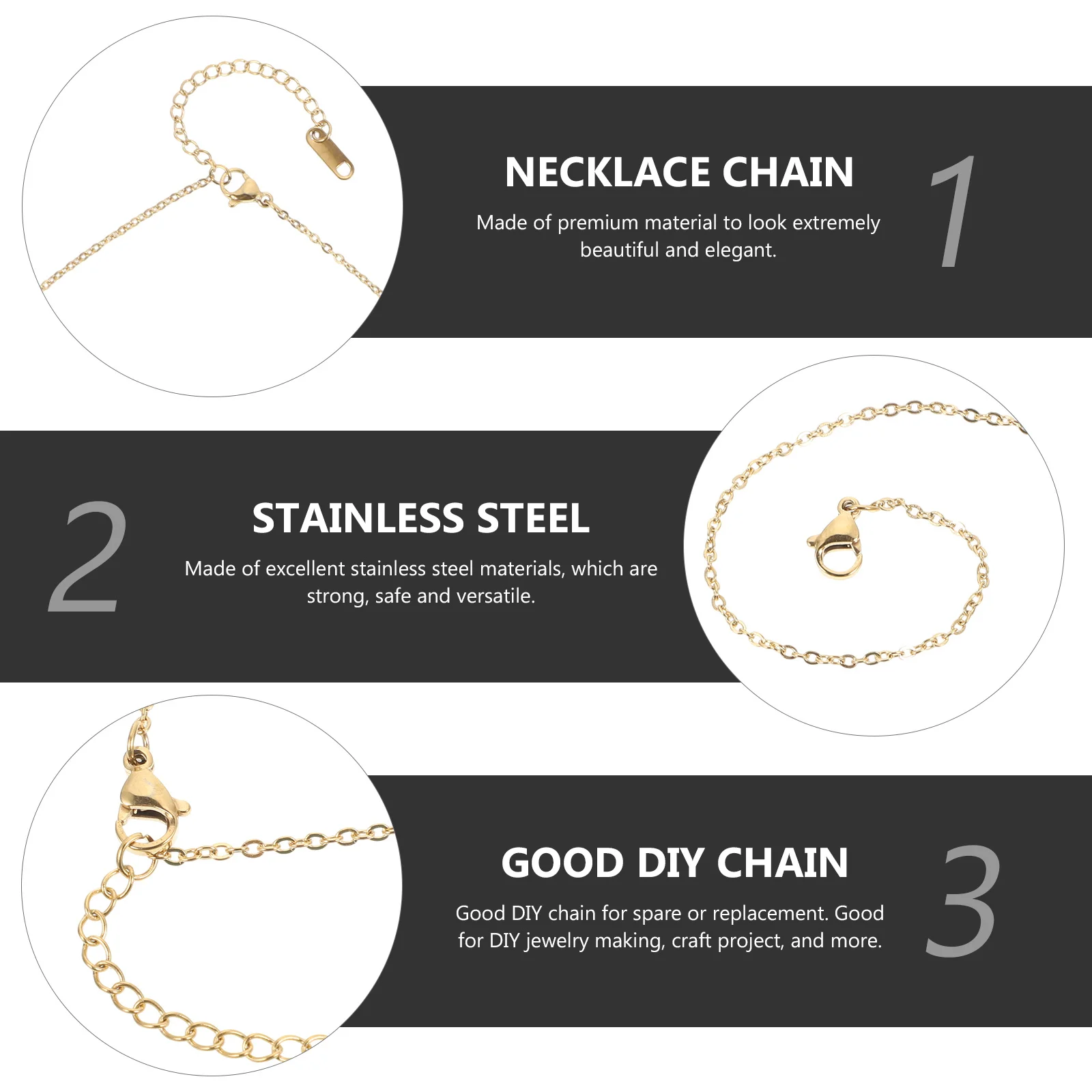 سلسلة تمديد ذهبية للقلادة من الفولاذ المقاوم للصدأ لتقوم بها بنفسك مستلزمات صناعة المجوهرات ربط سلسلة إكسسوارات نسائية