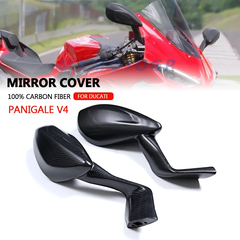 

For Ducati Panigale V4 2025 100% Carbon Fiber Fuel Mirror Cover Fairing Motorcycle Accessories