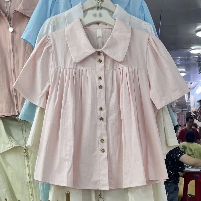 

Short Sleeve Shirts Womens Diamond Crown Iron Comfort Today Every Moon Mori Sailor Navy School Uniform Standing Beading Decor