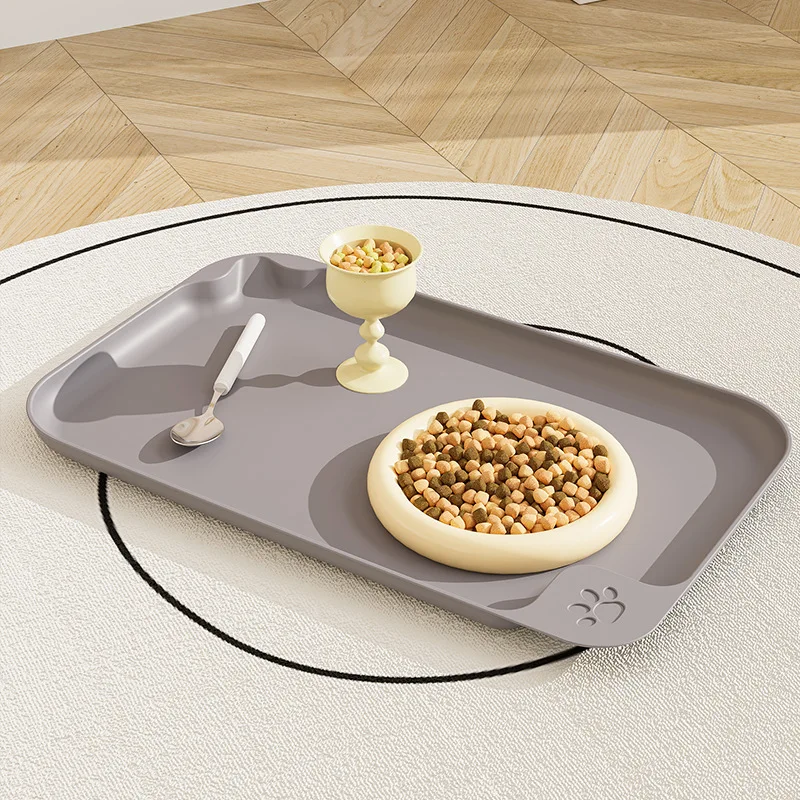 Waterproof Pet Placemat, Anti-Fouling and Non-Slip Cat Bowl Mat, Plastic Large Tableware, Cat Bowl Plate, Food Cleaning Mat