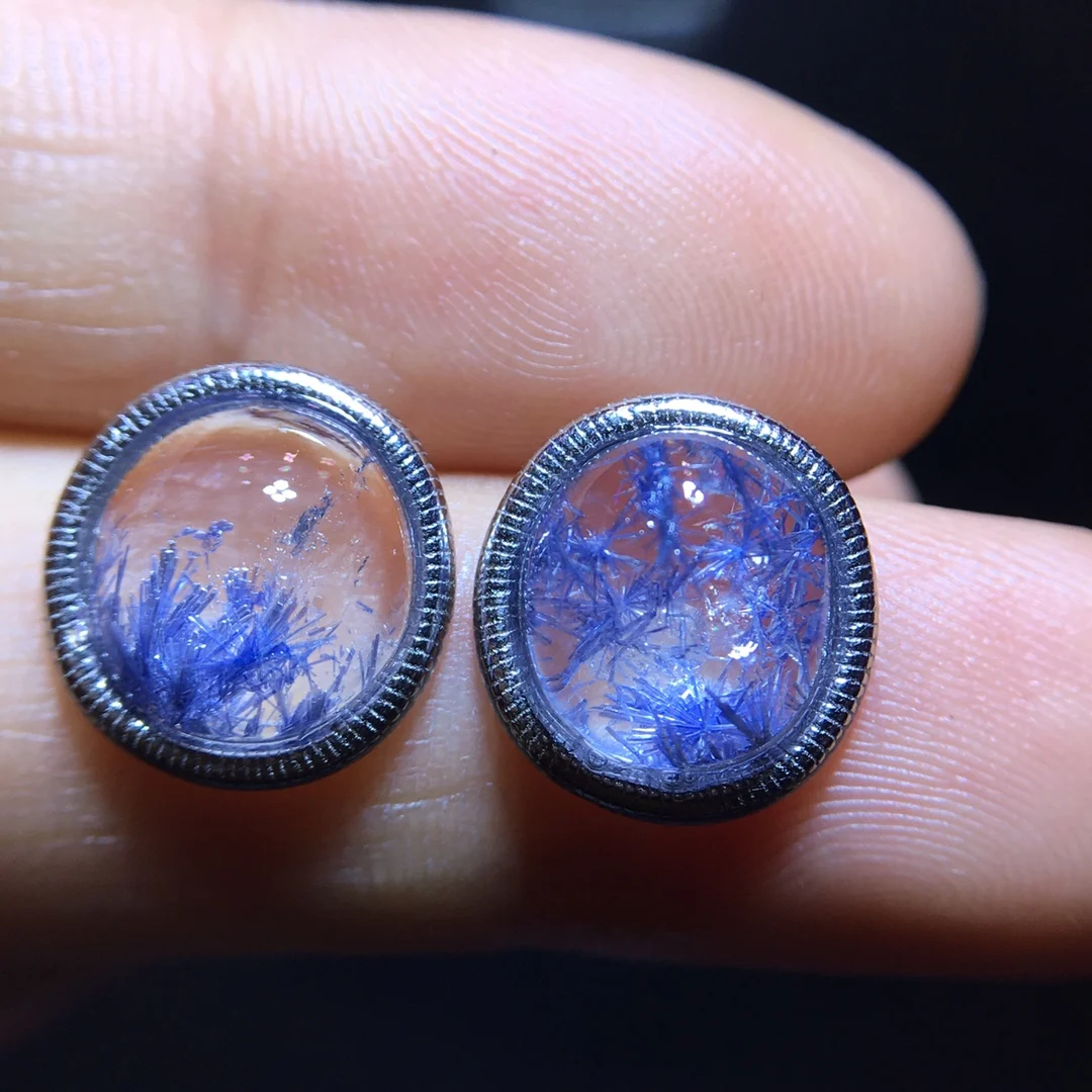 

Натуральные синие рутиловые думортиеритовые серьги для женщин и мужчин, 10,5/9,6 мм, из стерлингового серебра, модные, класса ААААА