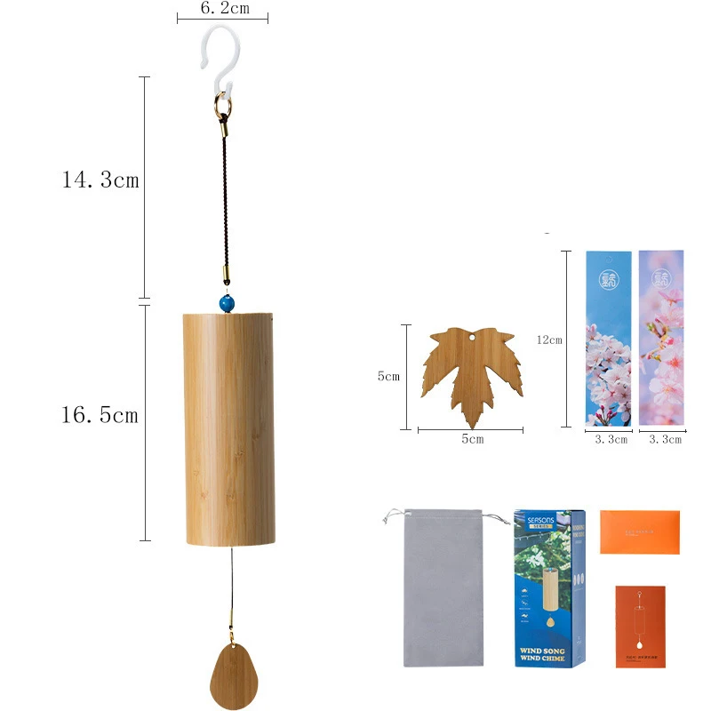 Bamboo Windchime Home Zen Decoration Furin Wind Chime 8 Notes Rod Chord Crafted Bell for Outdoor Garden Decor Patio
