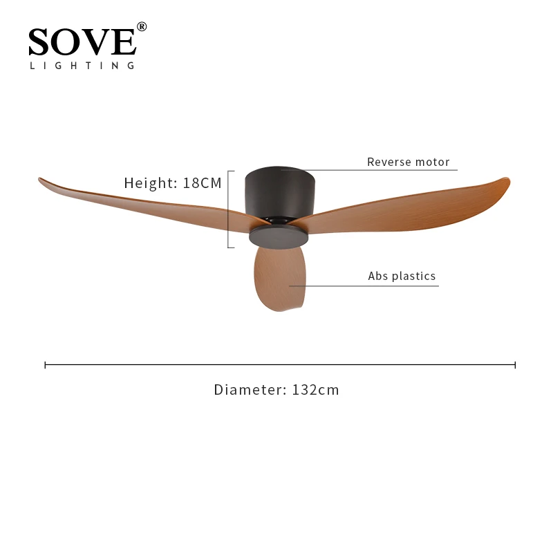 SOVE 천장 선풍기, 리모컨, 모던 블랙 화이트, 저층 DC 모터, 30W, 간단한 천장 선풍기, 조명 없는 가정 선풍기, 220V