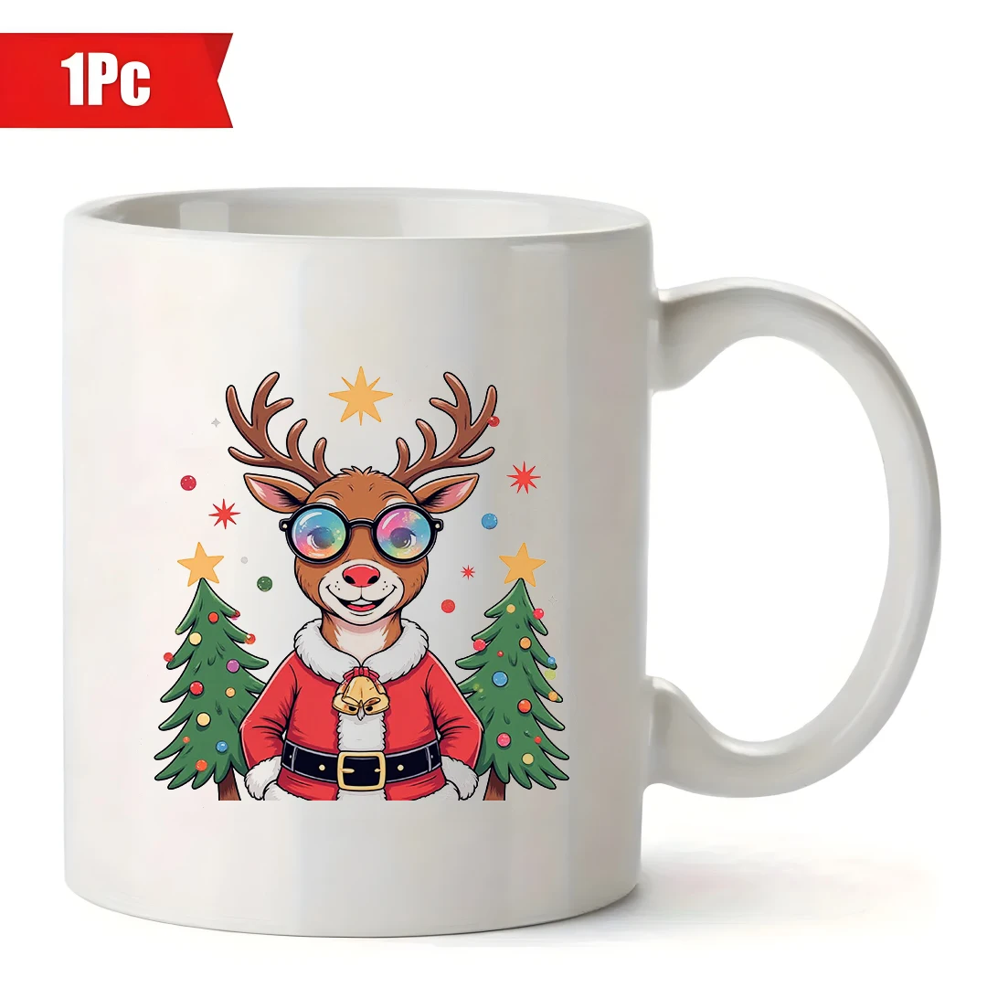 Tazza di Babbo Natale con renna da cartone animato da 11 once, tazza per bambini, tazza da caffè per l'home office, regalo di Natale indispensabile