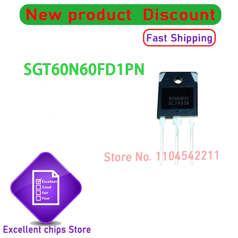 

10PCS 100% New Imported Original SGT60N60FD1P7 SGT60N60FD1PN 60N60FD1 TO-3P 60N60 Transistors 60A 600V In Stock