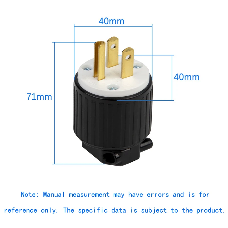 NEMA 5-15P three-pole male US standard three-pin UL high power 15A/125V assembly US and Canada self-wiring plug