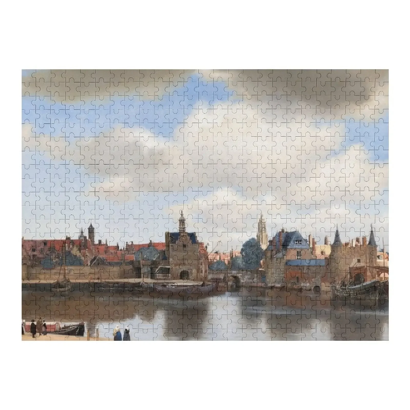 Johannes Vermeer. Vue de Delft, 1660-61. Puzzle en bois personnalisé avec nom, jeu pour enfants