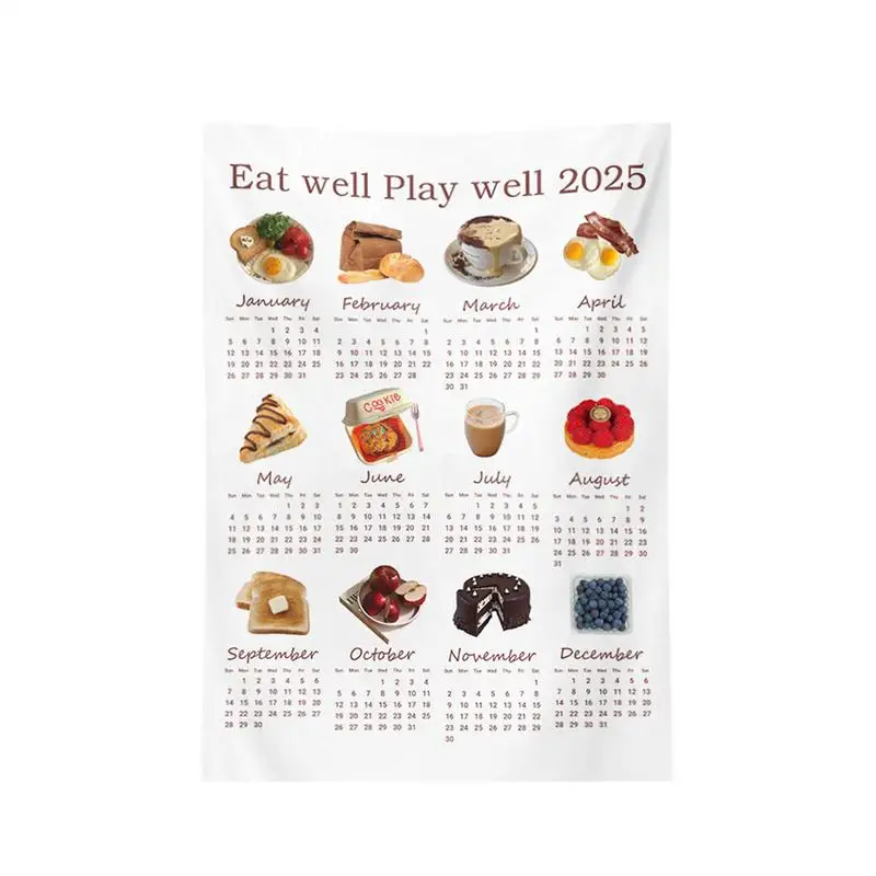 Wall Tapestry 2025 Calendar Tapestry Wall Monthly Towel Calendar Novelty Year Calendar Popular Wall Art Wife Grandmother Tea