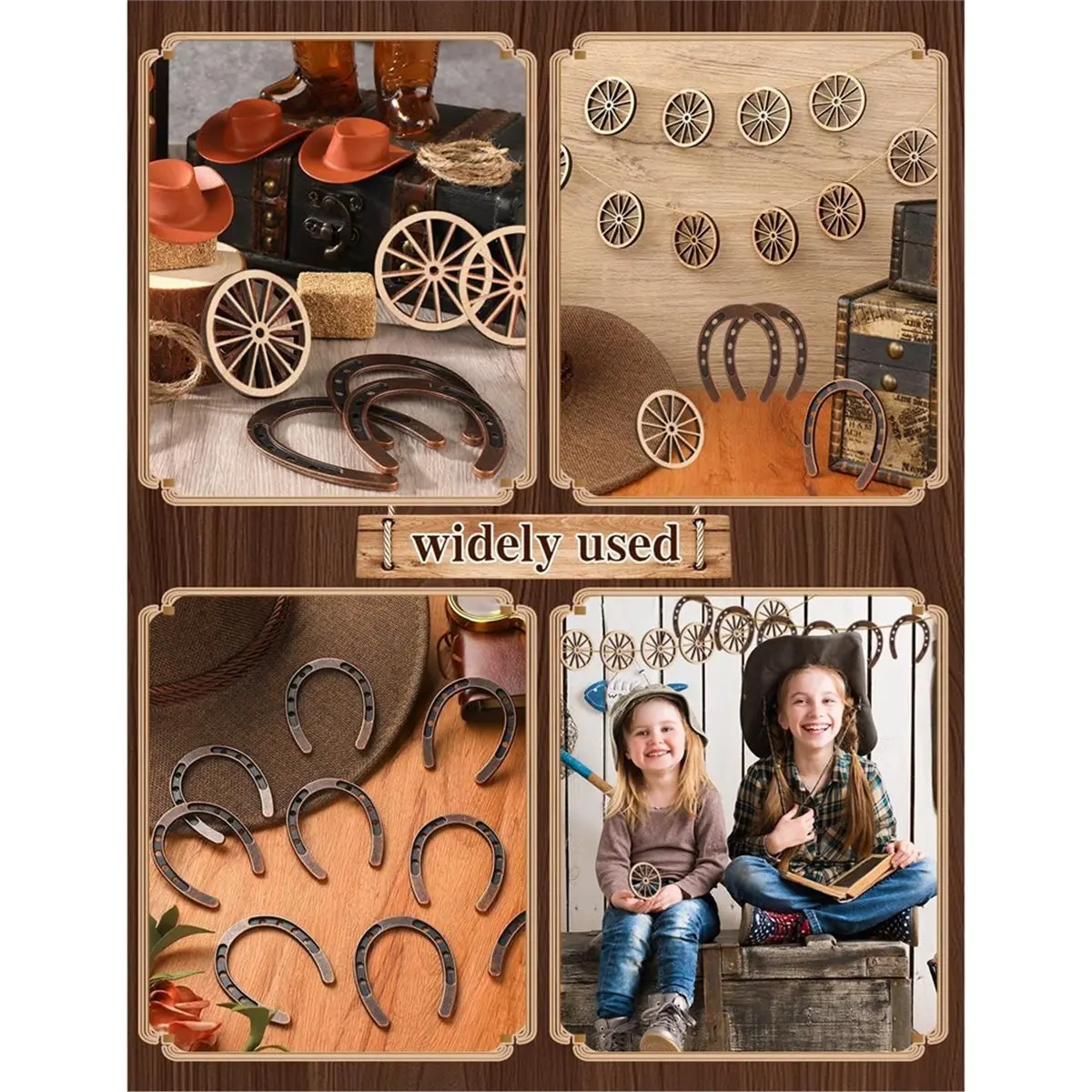28Pcs Western Theme Party Decorations Mini Horseshoes Wagon Wheel Decor for Crafts Western Cowboy Table Centerpieces