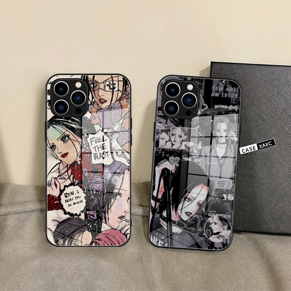 Nana Osaki Anime Phone Case Glass Shell FOR IPhone 15 14 11 12 Pro 8 7 15 Plus 13 Pro MAX XR XS MINI  Covers