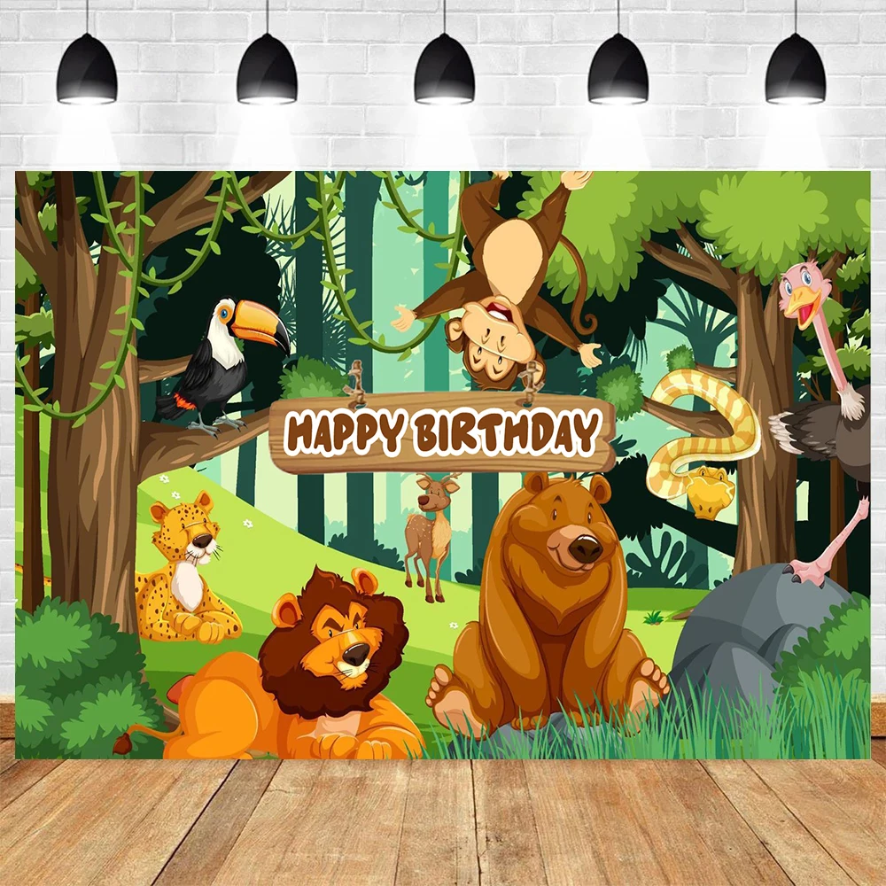 Monkey Theme Birthday Party Baby Shower Green Leaves Bananas Jungle Wild Vinyl Background Baby Shower Kid Room Decor Supplies