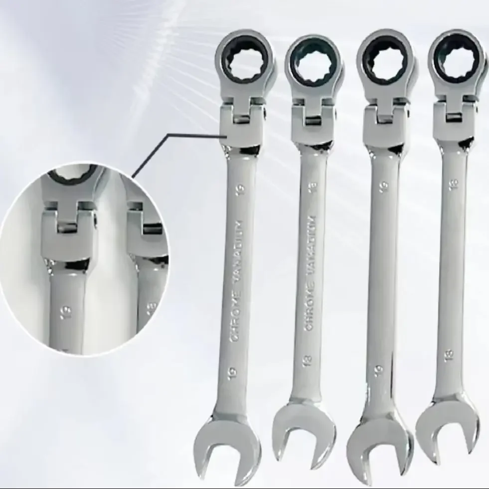 Ratchet Wrench of Keys Spanner Set Hand Tool 72-Tooth Ratcheting Flexible Head Mirror Finish  Auto and Home Repair
