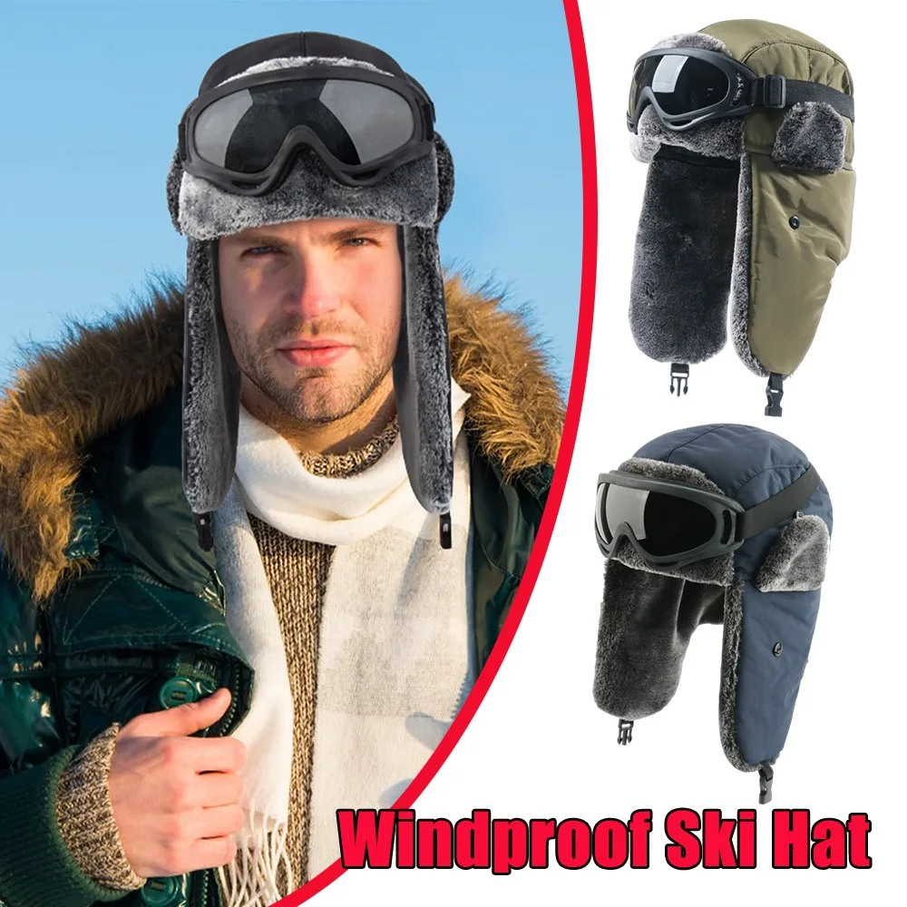

Waterproof Windproof Lenin Hat Thick Ear Flaps Winter Trapper Hat Outdoor Snowboarding Flying Extreme Cold Weather Unisex