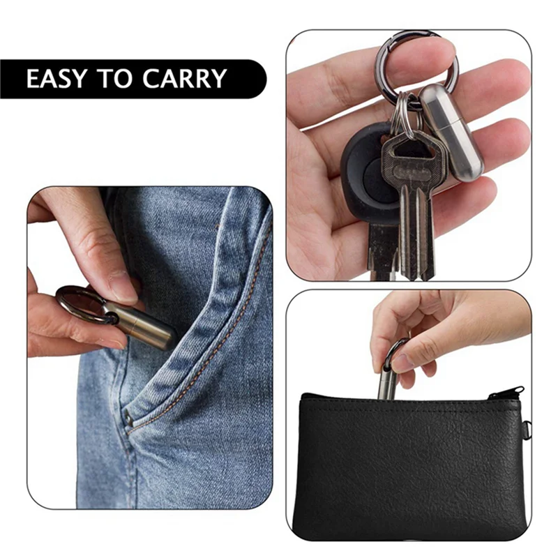 A04G-4PCS Waterproof Stainless Steel Pill Box Pill Bottle Cache Pill Box Container Keychain Pill Box Health Care