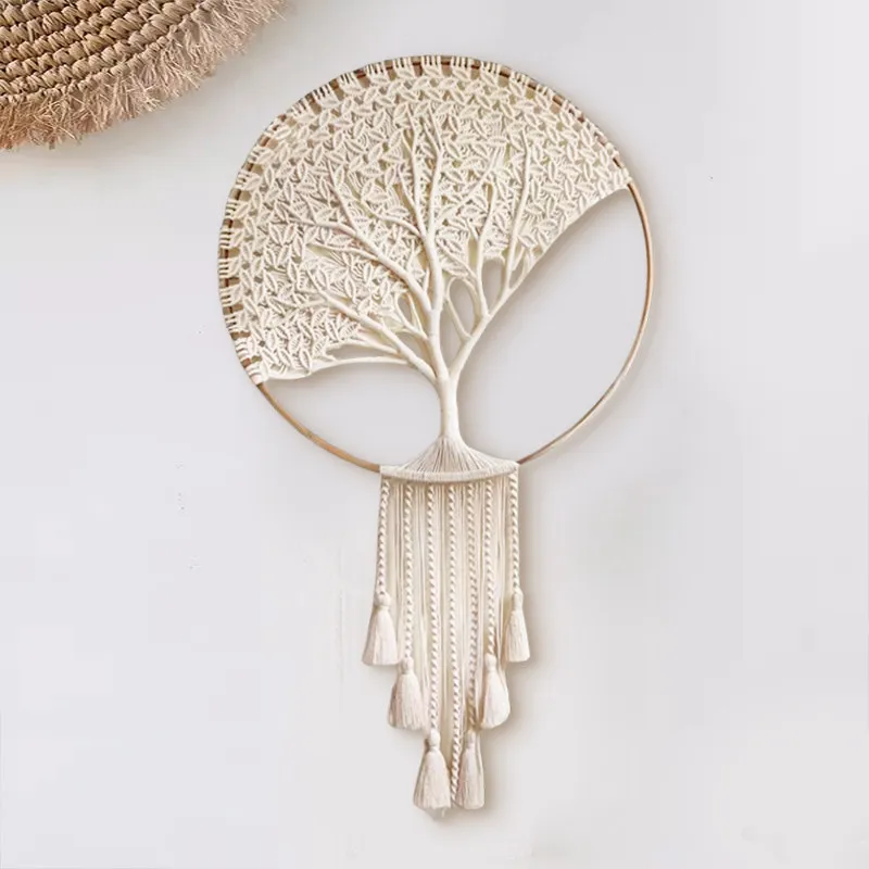 Handwoven Tree of Life Fortune Dream Net Home Wall Decoration Tapestry  Homestay Living Room Tassel