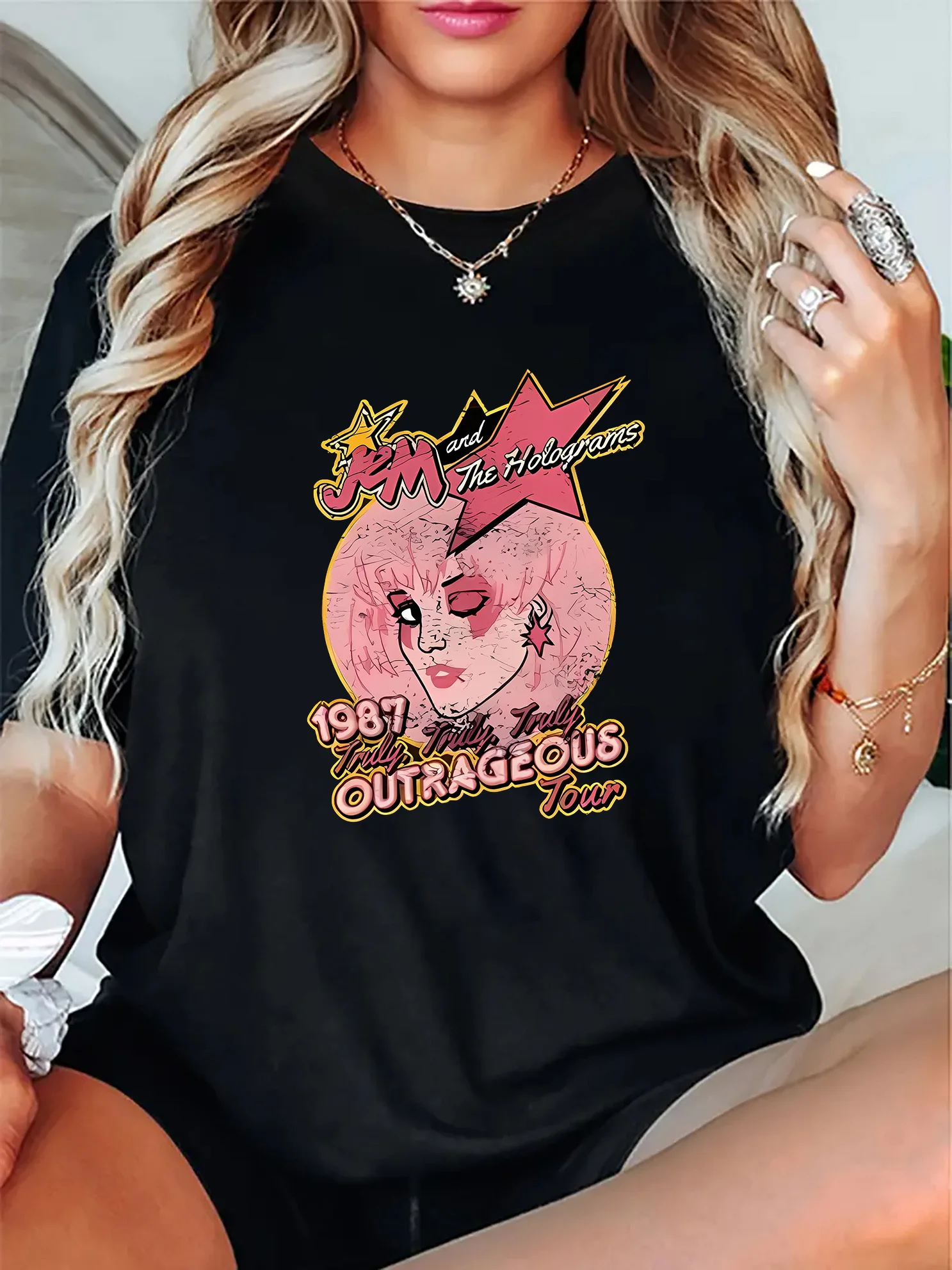 

Retro Cartoon Graphic Printing Summer Autumn Winter Pure Cotton Men's and Women's T-shirts Short Sleeves Luxury Outdoor Sports