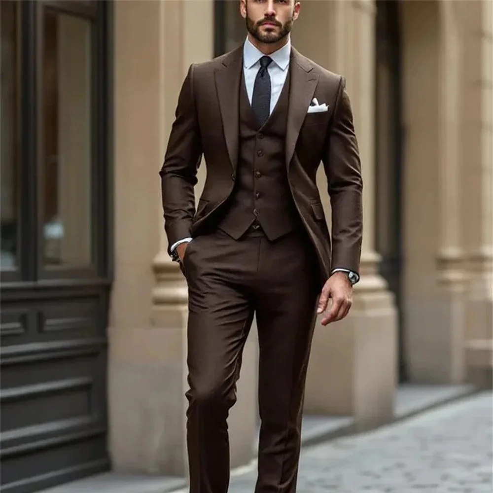 

Boutique XS-6XL Men's Fashion Business (Blazer+ Vest + Trousers) Gentleman's Wedding Casual Professional Formal Suit 3 Piece