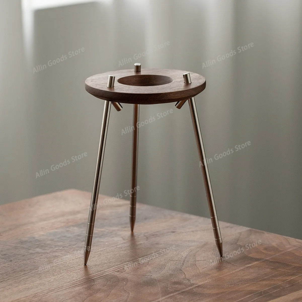 Japanese Style Vintage Black Walnut Pour Over Coffee Stand Portable Hand Brew Filter Holder Outdoor Camping Coffee Accessory