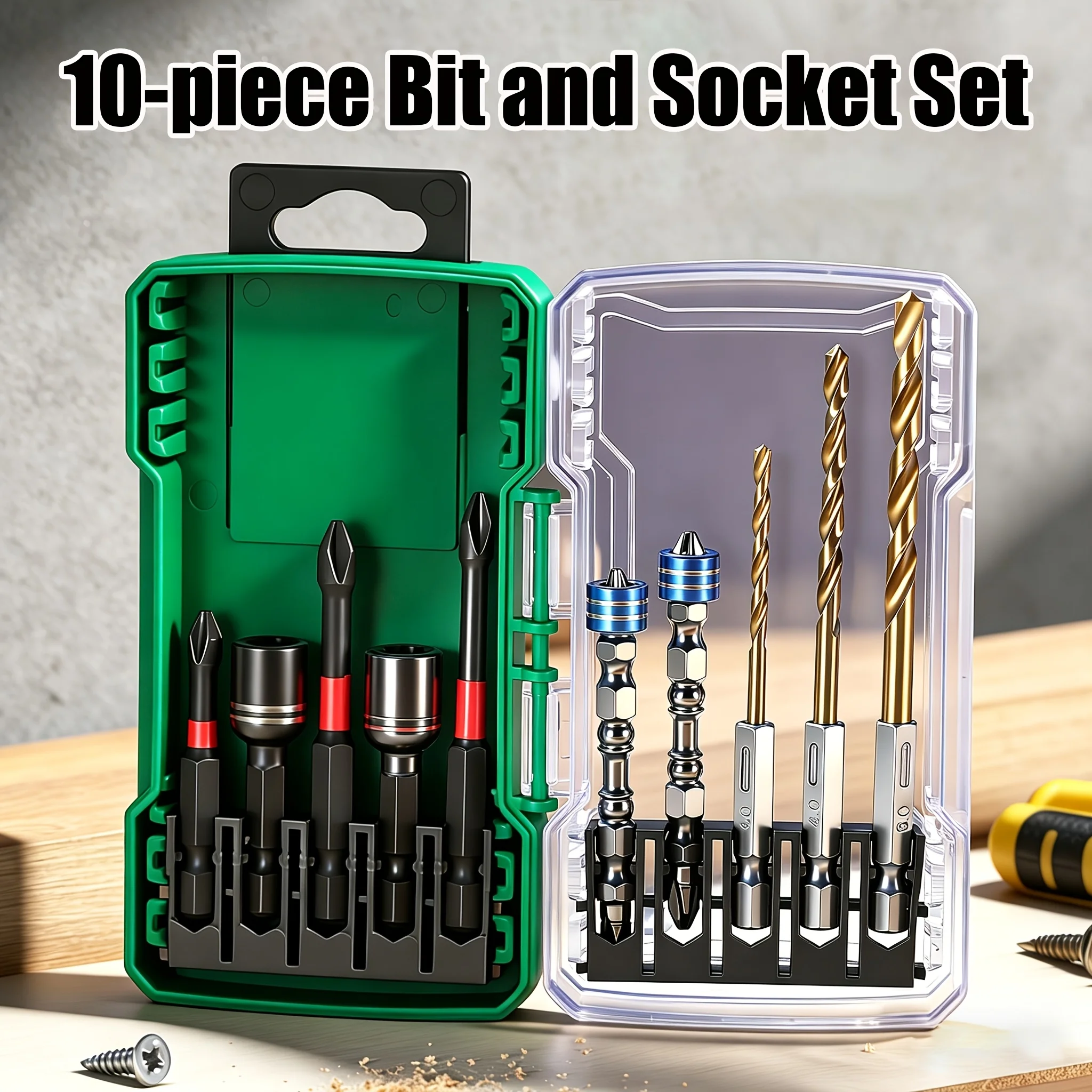 10Pcs Impact Driver Bit & Socket Set, 1/4