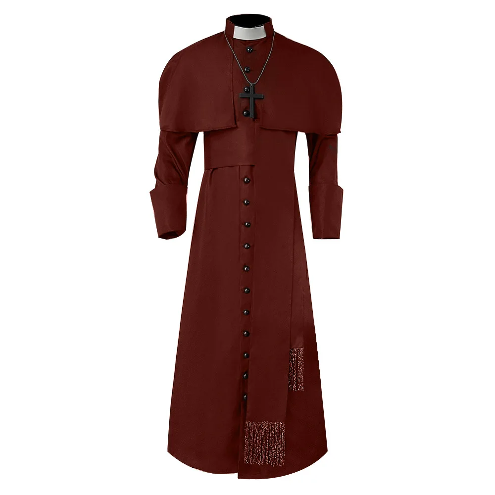 Medieval Pure Color Priest Cosplay Costume Halloween Witch Church Clergy Role-playing Clothing Women's Traditional Chinese Co...